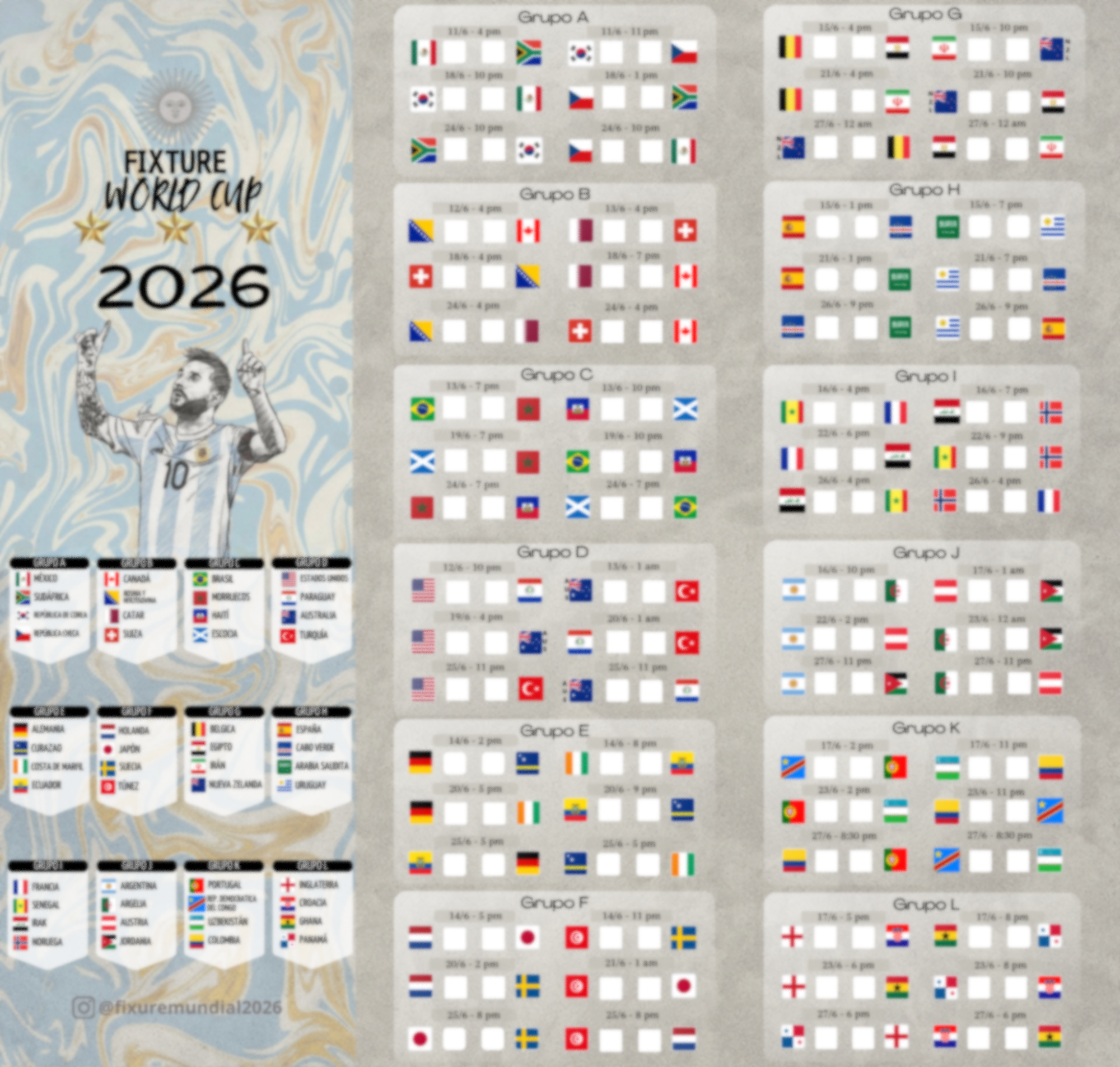 Fixture Mundial 2026 — Editable & Imprimible + Álbum y figuritas del mundial | Entrega inmediata